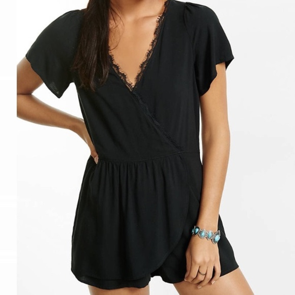 Express surplice skort romper